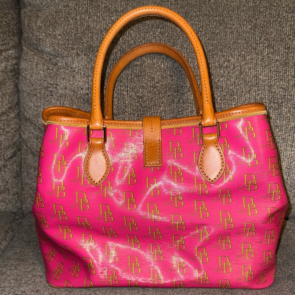 Dooney & Bourke Fuchsia Satchel with Camel Handles - Picture 2 of 9